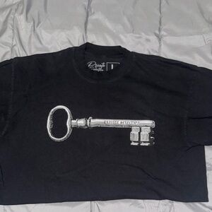Black Graphic Tee with Key Design
